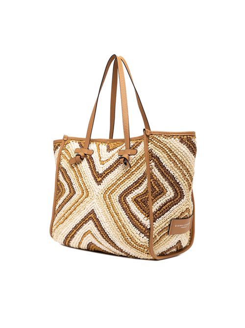 Shopping bag Marcella in paglia intrecciata Cuoio GIANNI CHIARINI | BS 6850/COMM ESIRVAR.CUOIO